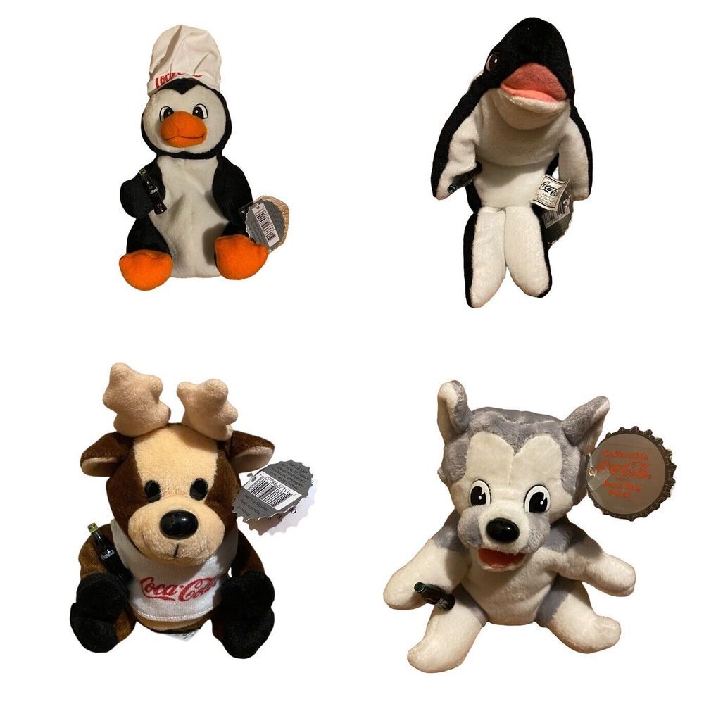 Collectible Coca Cola Brand Bean Bag Plush Set of 4 - Set # 4 1997 New With Tags
